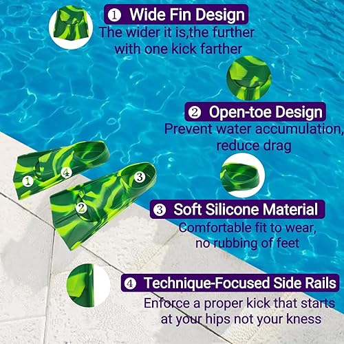 Miniatura 5 de Gugmoy Aletas de natación para niños, cómodas aletas de silicona para nadar y bucear, tamaño adecuado para principiantes, niños, niñas, niños y