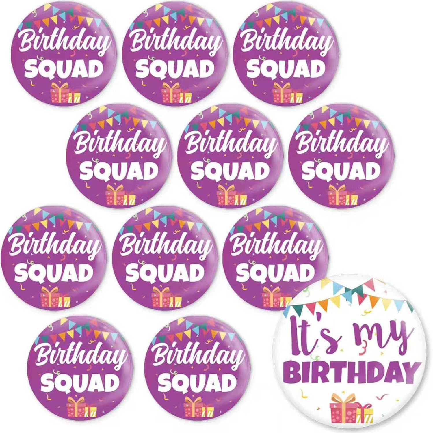 12 Pcs It's My Birthday Pins for Women White Black Birthday Squad Buttons image 4
