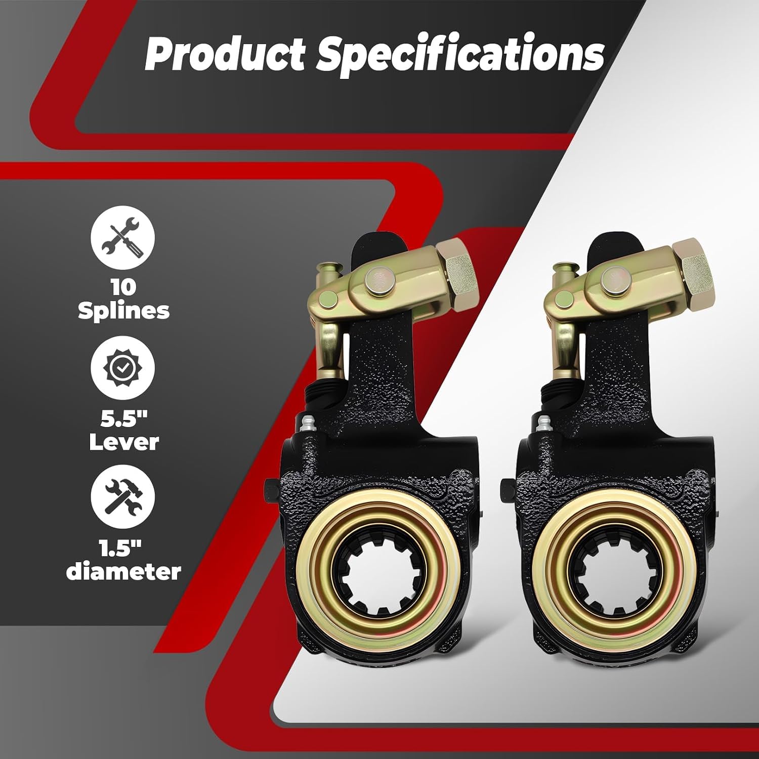 Nakkaa AS1132 10 Spline 1.5" Diameter 5.5" Lever Automatic Brake Slack Adjuster 1381011 8060851 R801041 (2*Automatic Brake Slack Adjuster)