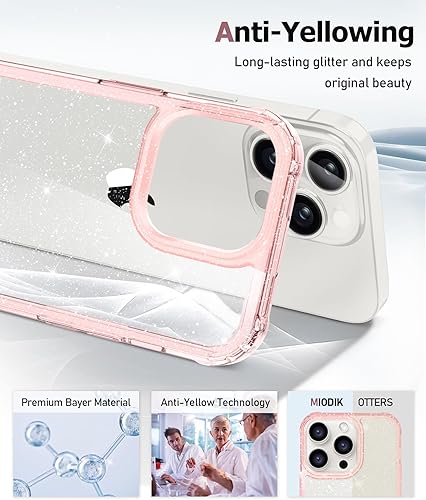 Miniatura 127 de MIODIK Funda compatible con iPhone 13 Pro, con protector de pantalla + protector de lente de cámara, funda protectora de purpurina transparente