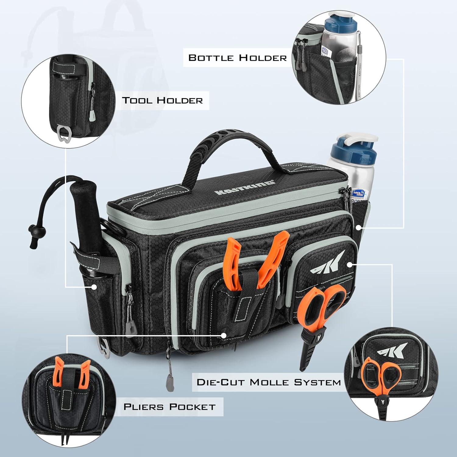 KastKing Bait Boss Fishing Tackle Bag, Soft Plastic Bait System & Water-resistant Material, Accordion Style Soft Plastic Storage, 420D Nylon, Water Resistant, Fanny Pack, Removeable Shoulder Strap : Sports & Outdoors