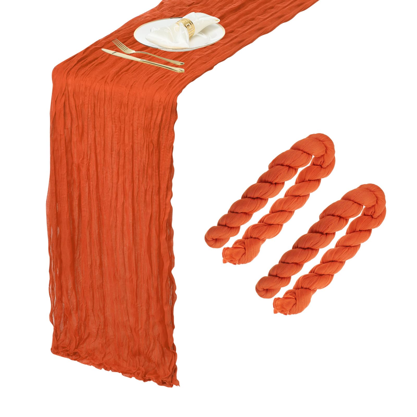 Chemin de table en mousseline orange de 3m pour décoration de table de mariage bohème
