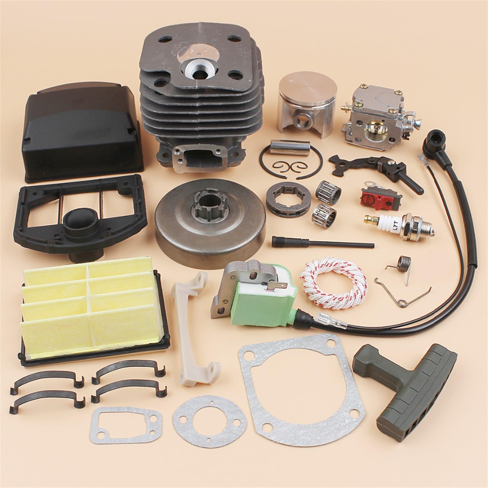 Kit de filtro aire tambor embrague bobina encendido carburador cilindro, for Husqvarna, piezas Motor motosierra 268 272 XP 272XP 50MM Kit de embrague