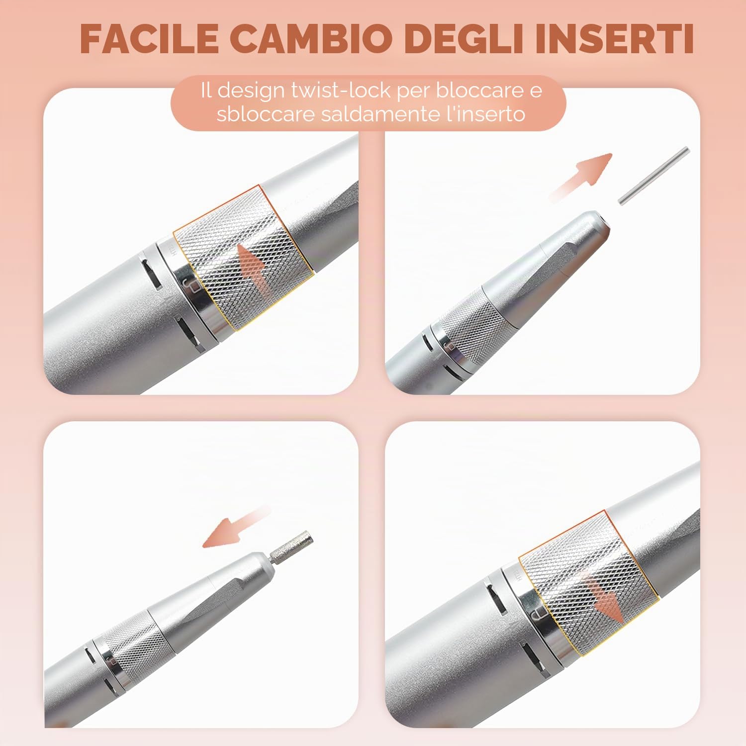 Fresa unghie professionale JCMaster, 35.000 U/min, lima elettrica portatile per unghie in gel e acrilico, batteria ricaricabile, incl. 12 punte, comando a pulsante.