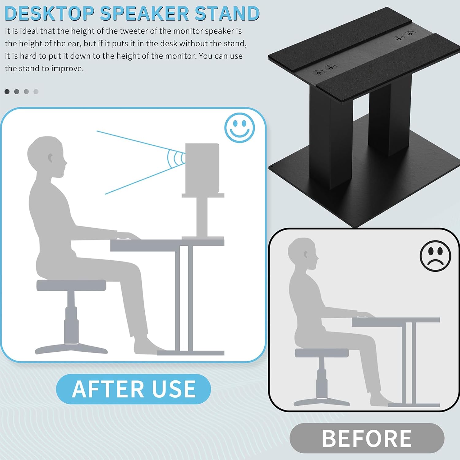 Desktop Speaker Stands 1 Pair Bookshelf Speakers Steel Studio Monitor Stands