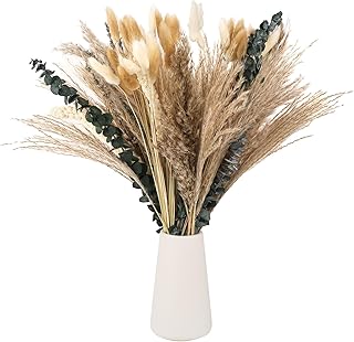 Dried Pampas Grass, Pack of 89 Dried Flowers, Boho Pampas Grass Decoration, Natural Dried Flower Bouquet, Table Decoration for Boho, Living Room, Bedroom and Vases