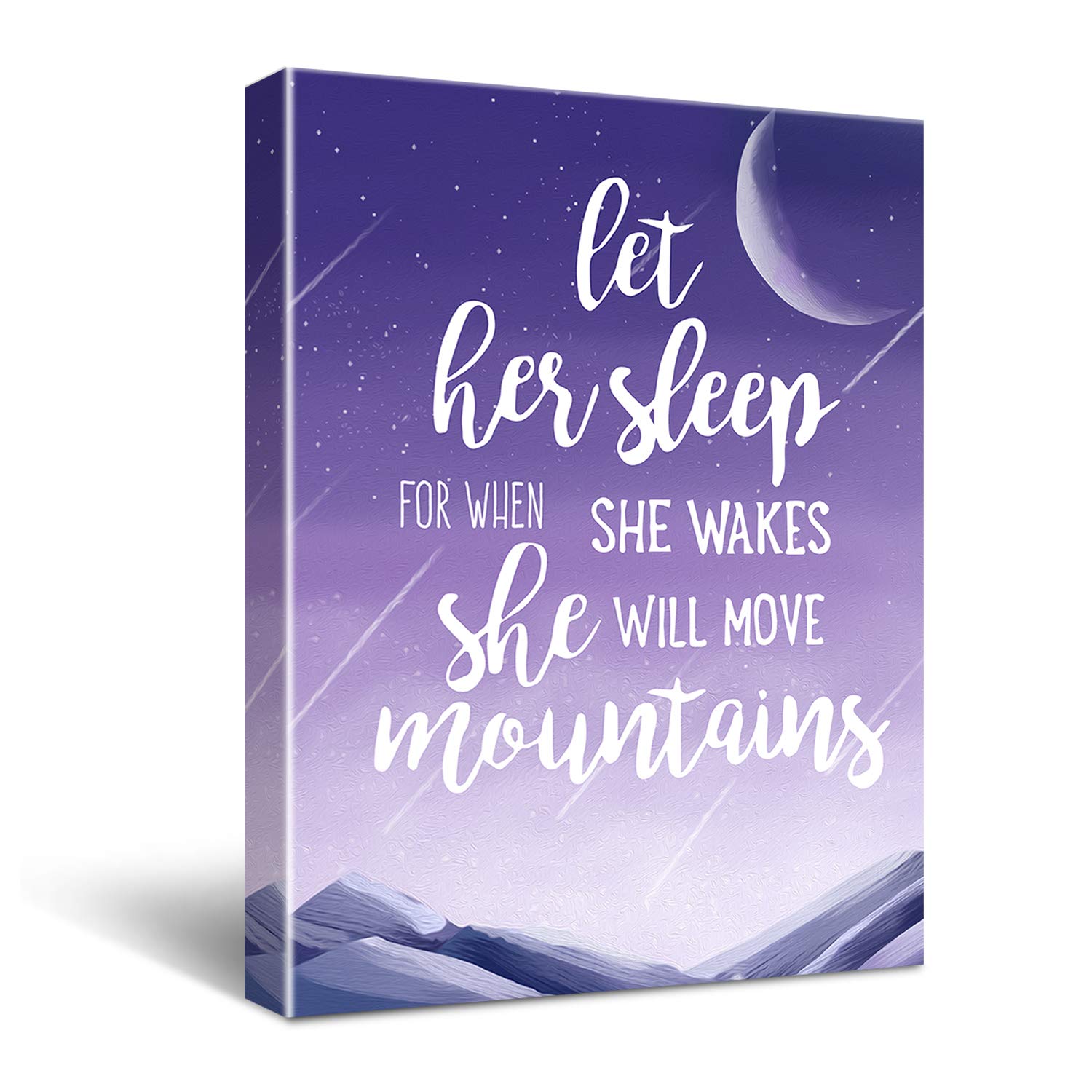 Let Her Sleep for When She Wakes She Will Move Mountains Poster Canvas Wall Art for Nursery/Home/Girls Room Decor - Inspirational Quotes Canvas Wall Art - Girls Nursery Canvas Print Wall Art Painting Ready to Hang Home Decoration Gift - 12x15 Inch