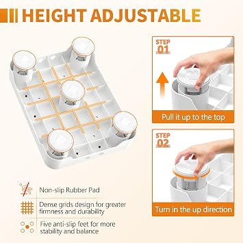 Ronlap Small Step Stools for Adults Car Step Stool for Elderly, White-Black | Adjustable short one-step plastic platform for seniors & mobility assistance, use by bed, shower, car, RV, stairs & outdoor