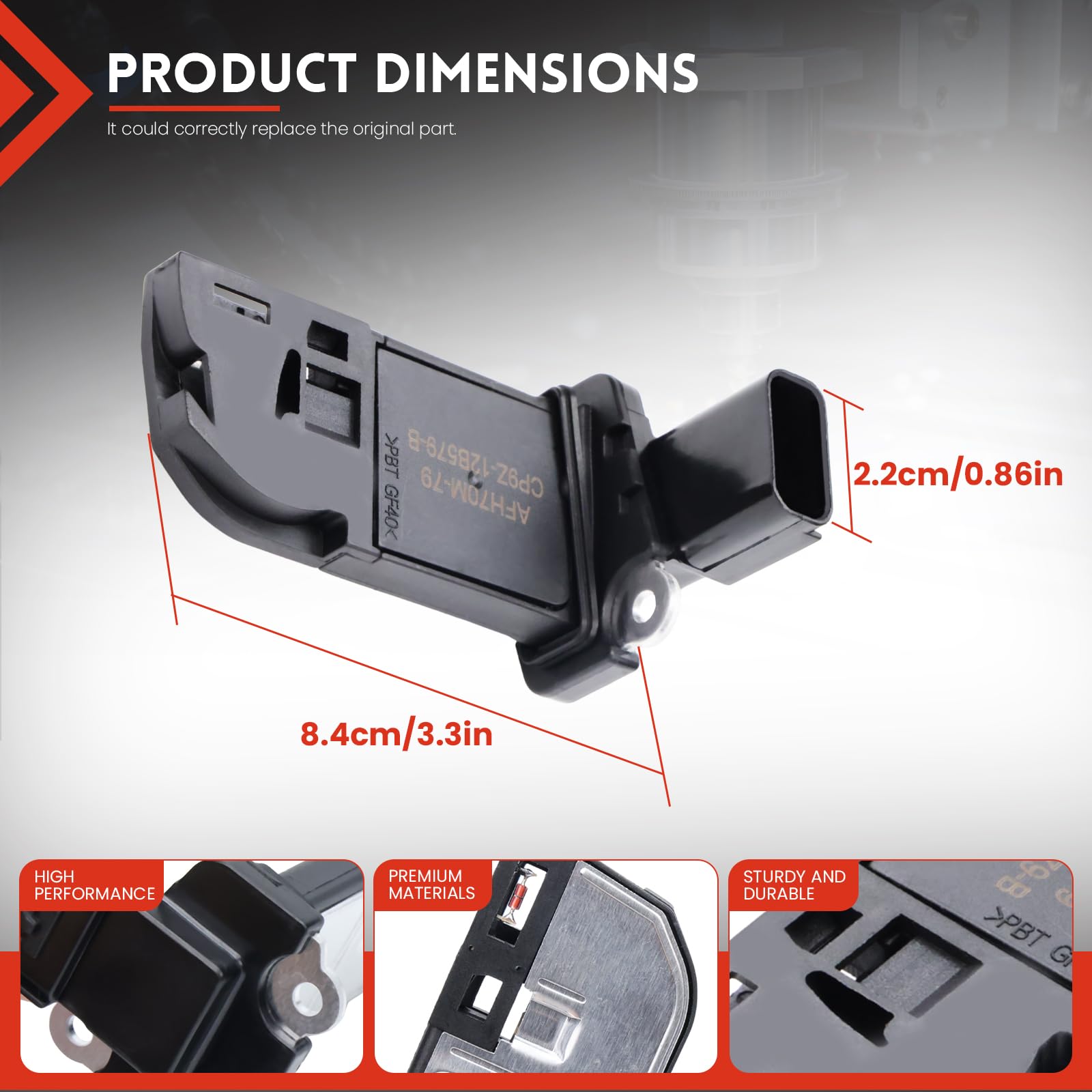 Debimetre Air 4 Broches 7M5112B579BA Pour C-Max DM2 Focus II III DA DP HCP 1.6 1.8 2.0 TDCI CP9Z12B579B Capteur Débit D'air 1444420 1480570 AF10374 MAS0336