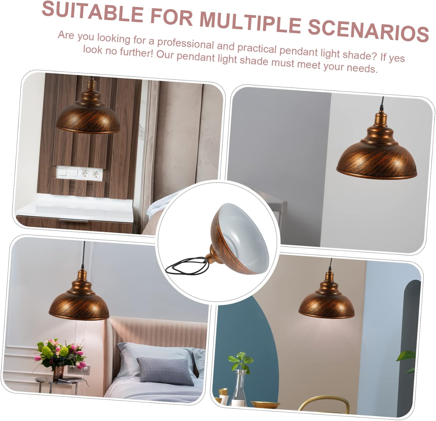 Angoily Vintage Industrial Pendant Light Shade Curved Dome Design Light Bulb Cage Guard Cover for Ceiling Fixtures Retro Style Hanging Lamp Guard Compatible with Various