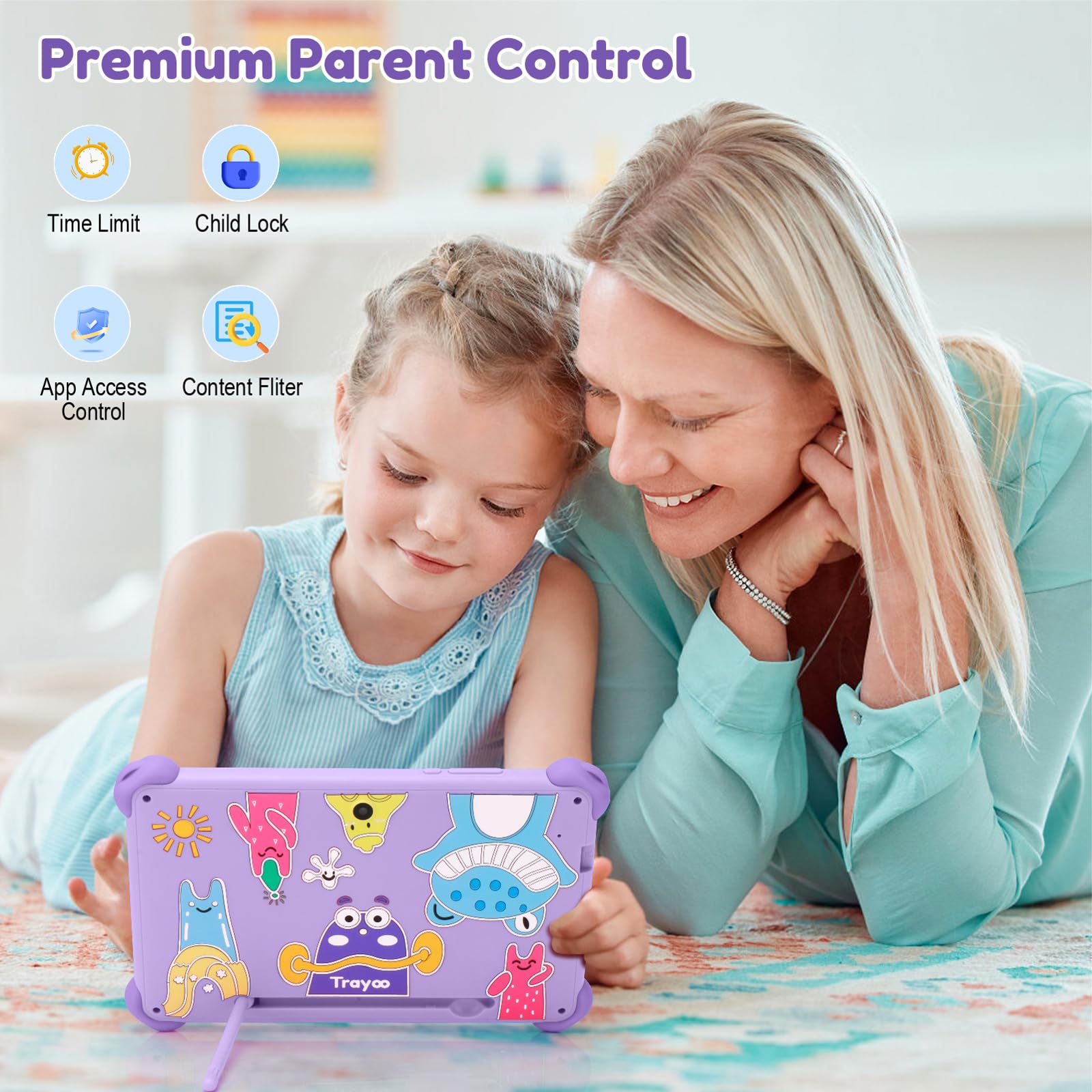Tableta infantil de 7 pulgadas para niños de 3 a 12 años, tableta Android de 32 GB con funda sólida, YouTube, Netflix, GMS, Bluetooth, WiFi, aplicaciones de aprendizaje educativo instaladas, control
