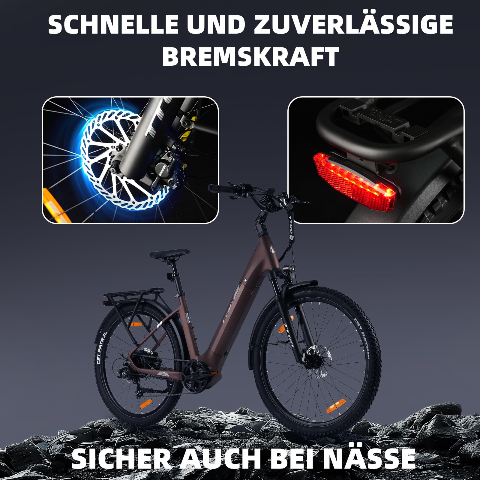 ttgo Z3 27.5Zoll E-Bike, für Damen & Herren, Pedelec mit 48V 15Ah Akku, bis 120 km Reichweite, 250W Heckmotor 70Nm, Shimano 7-Gang, hydraulische Scheibenbremsen, StVZO, 6061 Alu-Rahmen