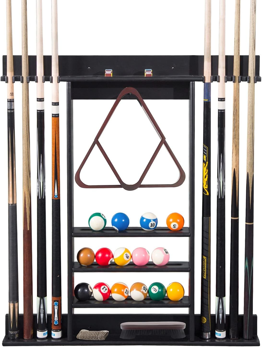 HROMIGRY Pool Stick Holder, Pool Cue Rack Wall Mount, 8 Pool Billiards