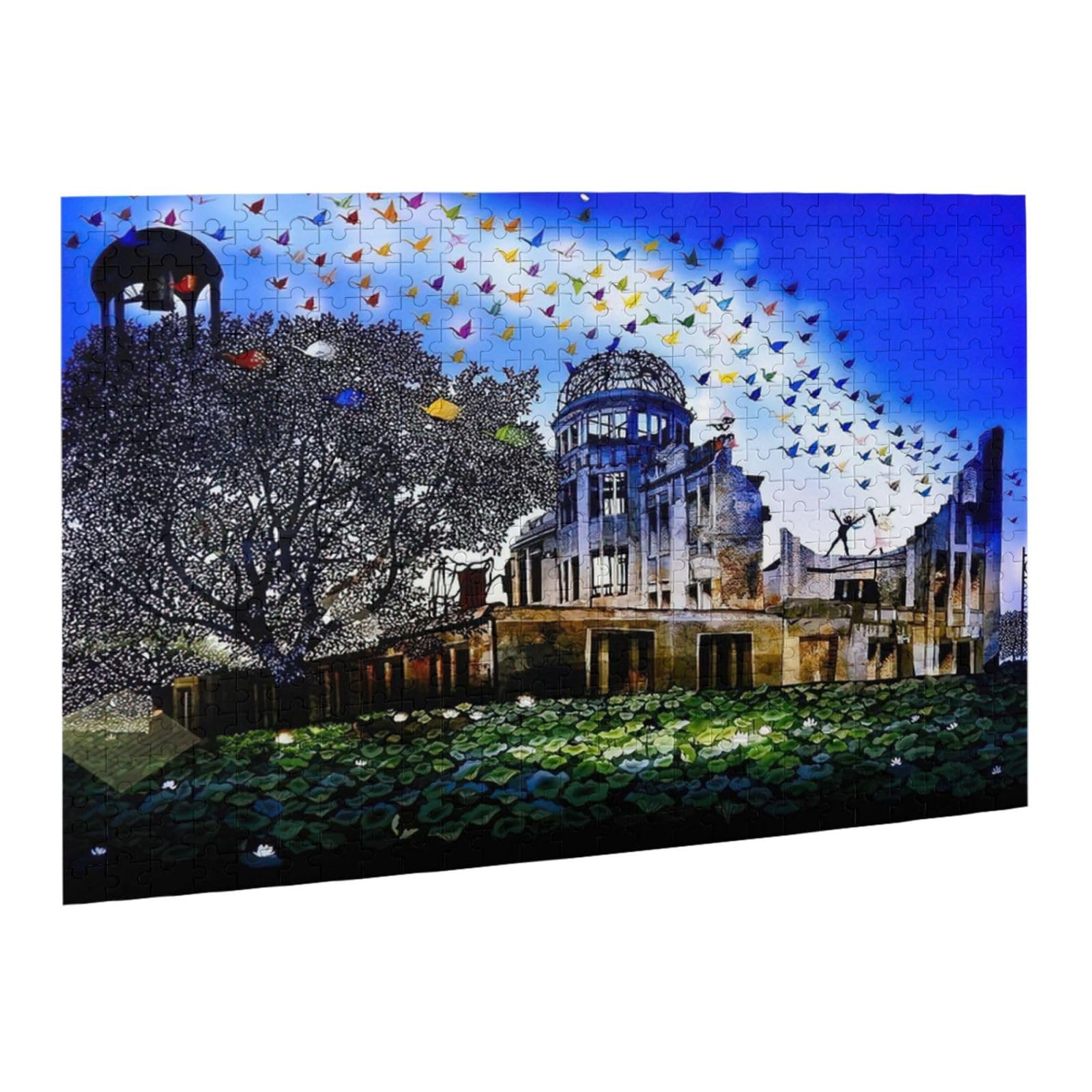 原爆ドーム 絵画 漆喰画 送料込 Amazon | 藤城清治 原爆ドーム絵画 木製ジグソーパズル 52cm×38cm 知育