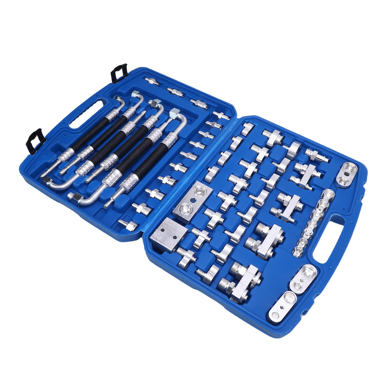 Kit de Reparación y Prueba de Fugas de CA de Latón | Juego de Herramientas de Diagnóstico de Aire Acondicionado Automotriz de 56 Piezas para Vehículos