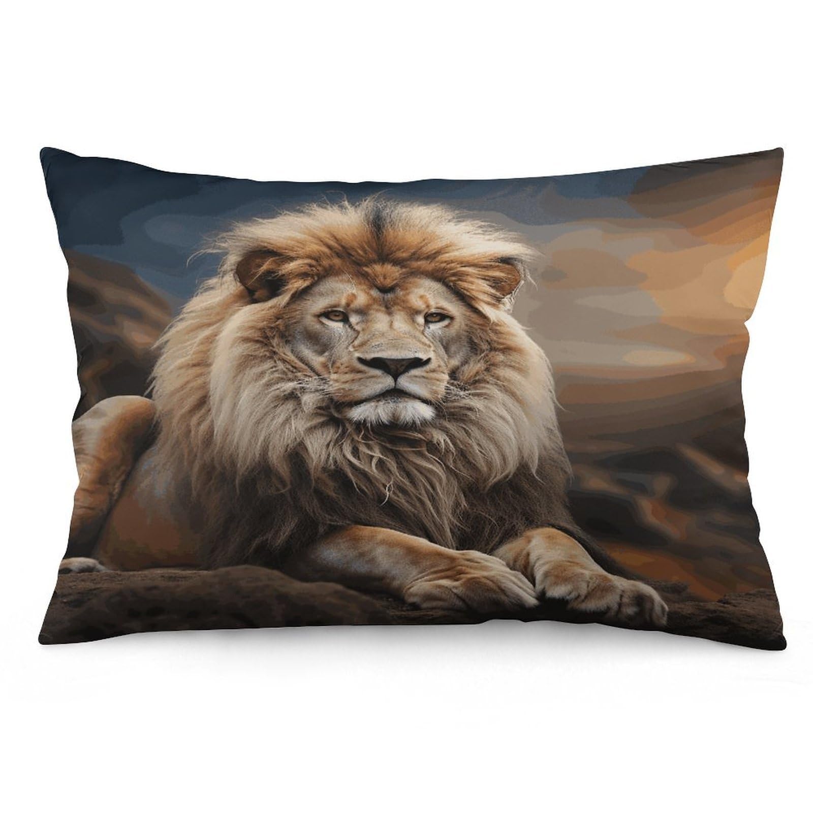 Creative Animals Lion Throw Pillow Cover Soft Lumbar Pillow Covers with Zipper Breathable Rectangular Cushion Case Polyester Pillow Case Decorative Body Pillow Cover for Couch Bed