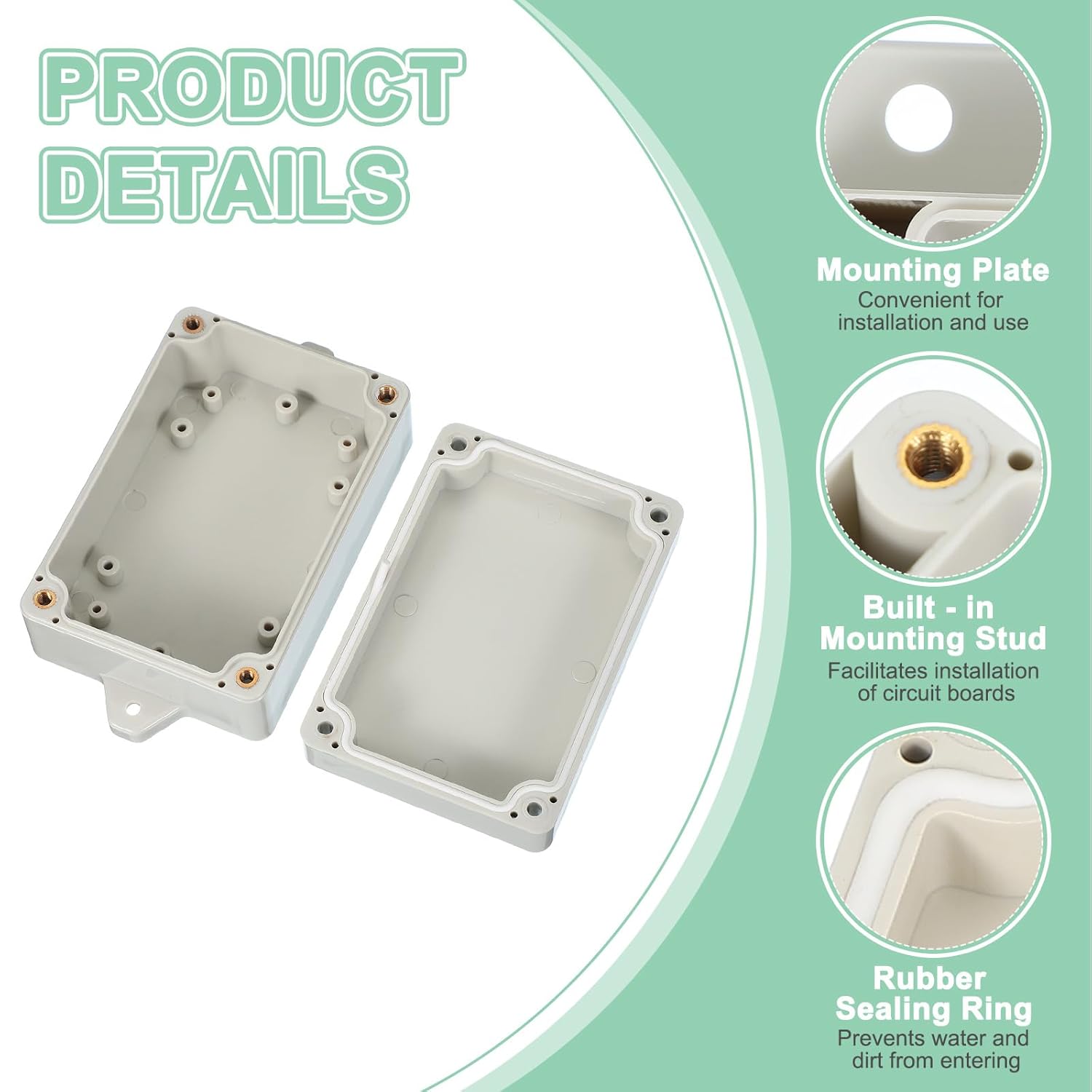 PATIKIL 4.9 Inch Junction Box, Electrical Enclosure Box ABS Plastic Waterproof Outlet Plug Cover Cord Protector with Mounting Plate for Outdoor Indoor Electric Project, White/Grey