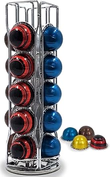 Hilax Nespresso Vertuo Capsule Holder Pod Organizer 360  Rotation Rack Stand for Vertuo Vertuoline Vertuo Vertuo Vertuo Stand 20 Count Silver