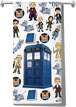 LEVLO Dr Who Kitchen Towel William & Patrick Fans Gift Police Box Dish Towels Policeman Box Theme Housewarming Gift Police Box Towel
