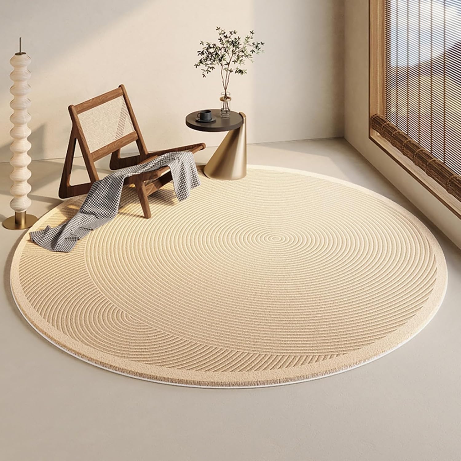 Modern Simple Carpets for Living Room Thickened Plush Bedroom Decor Round Fluffy Soft Bedside Floor Mat Home Washable Rug(80x80CM/F)