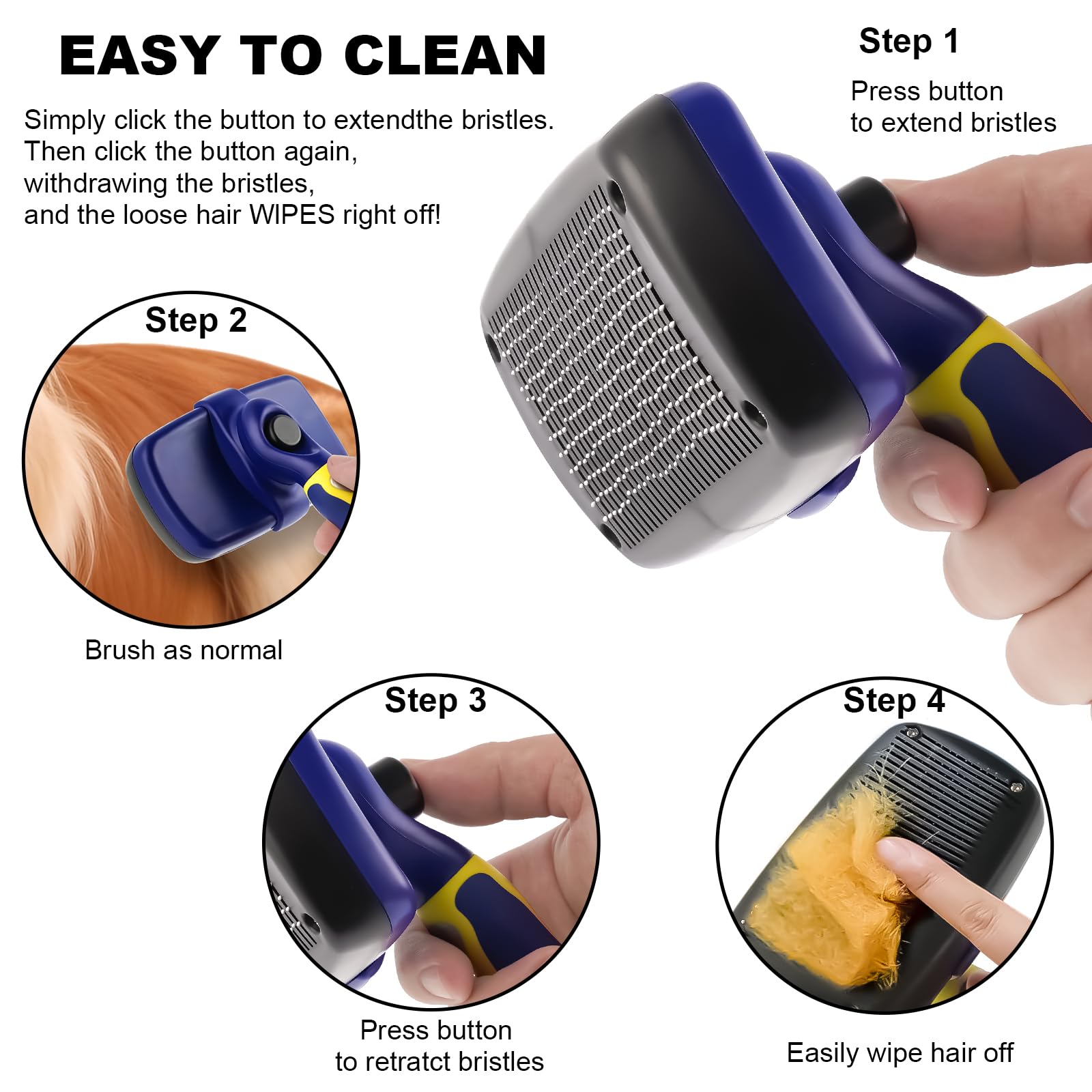 NursCare Self Cleaning Dog Slicker Brush, Slicker Brush for Dogs, Gently Removes Loose Undercoat - Image 2