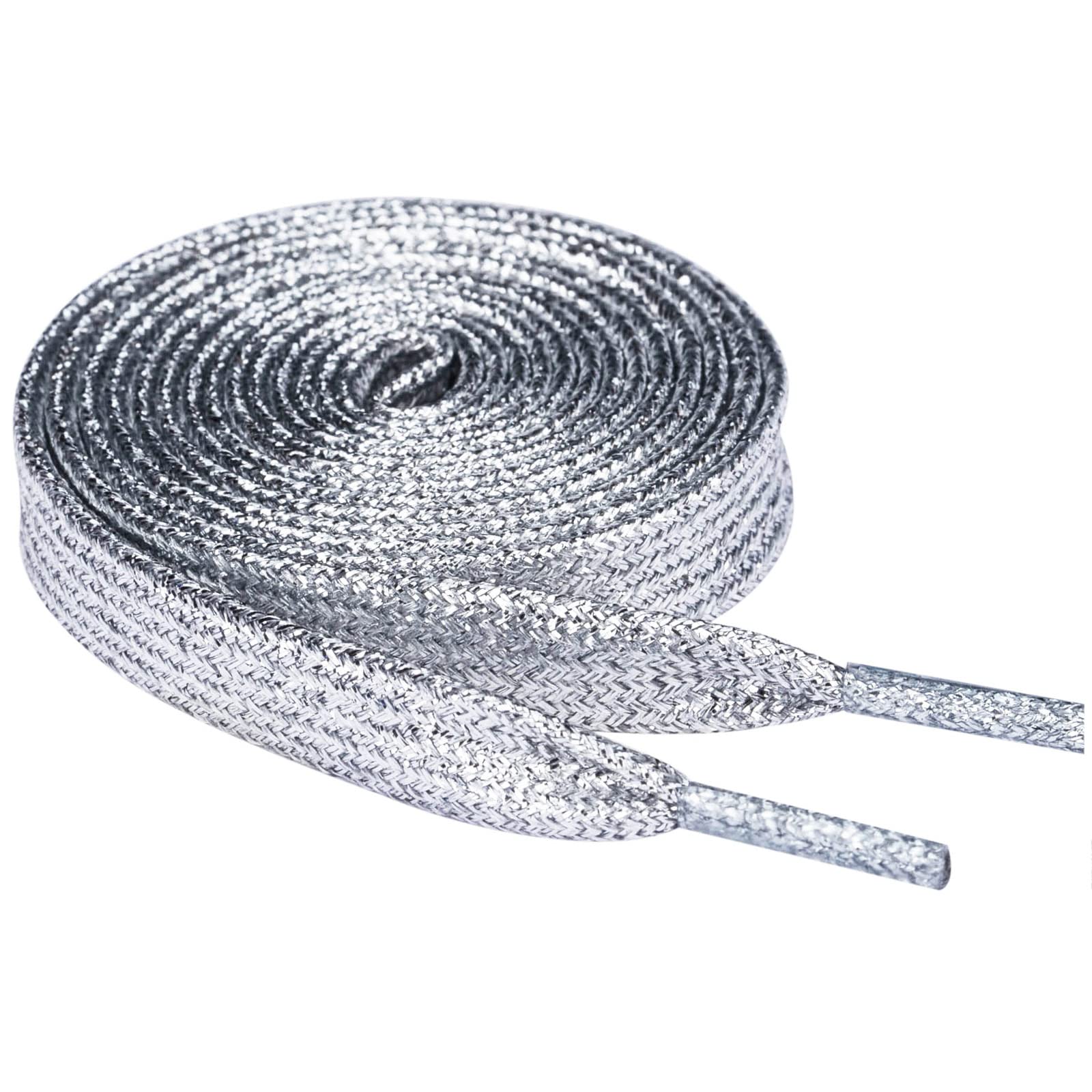 Olukssck2 Pairs Flat Glitter Shiny Metallic Shoe Laces, Colorful Sequin Shoelaces