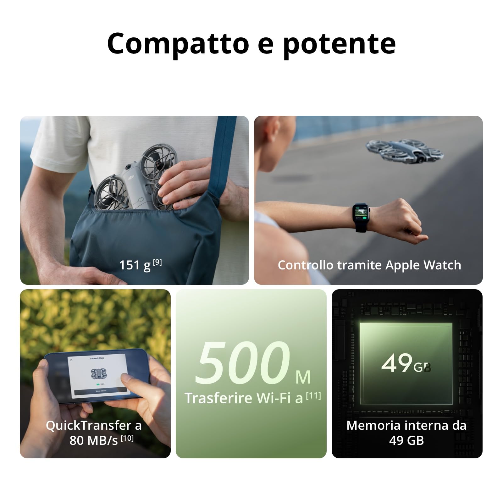 DJI Neo 2 (drone singolo), drone 4K leggero con fotocamera | Decollo e atterraggio dal palmo della mano, controllo con gesti, ActiveTrack, rilevamento omnidirezionale degli ostacoli