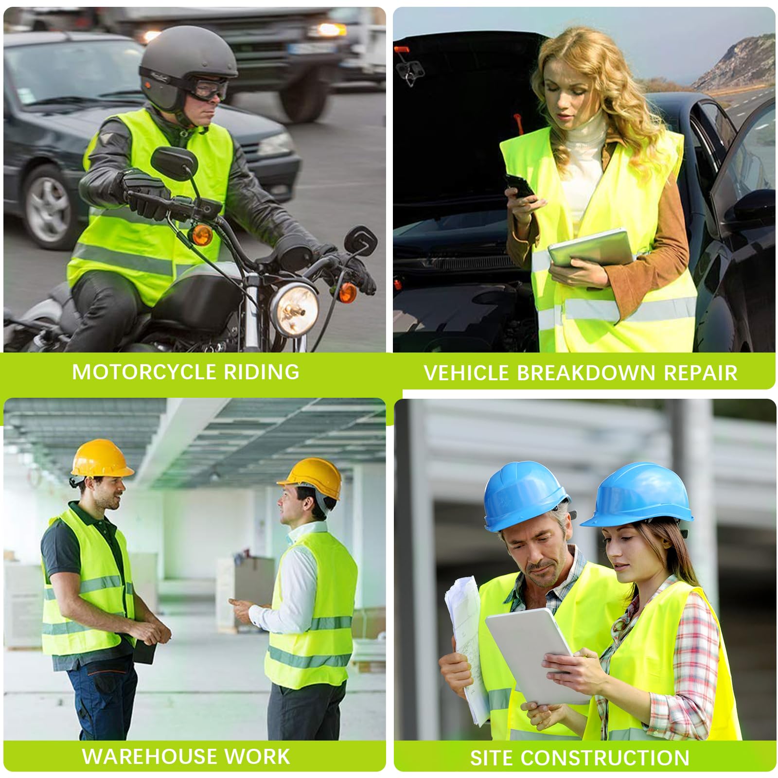 Chaleco Reflectante de Seguridad,10 Piezas Chalecos de Advertencia,Chalecos de Seguridad Alta Visibilidad, Chaleco de Seguridad de Alta.Visibilidad para Conductor, Limpiadores