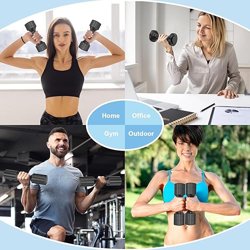 Miniatura 6 de Juego de 2 mancuernas ajustables, 11 libraspar de mancuernas para mujer, cada una de 2.2 libras, 3.3 libras, 4.4 libras, 5.5 libras, juego de pesas