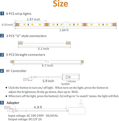 Vista 33 de WOBANE - Tira de luz led con chip integrado y control remoto, 9.8 pies, luz blanca y regulable para cocina, techo, habitación, armario y encimera