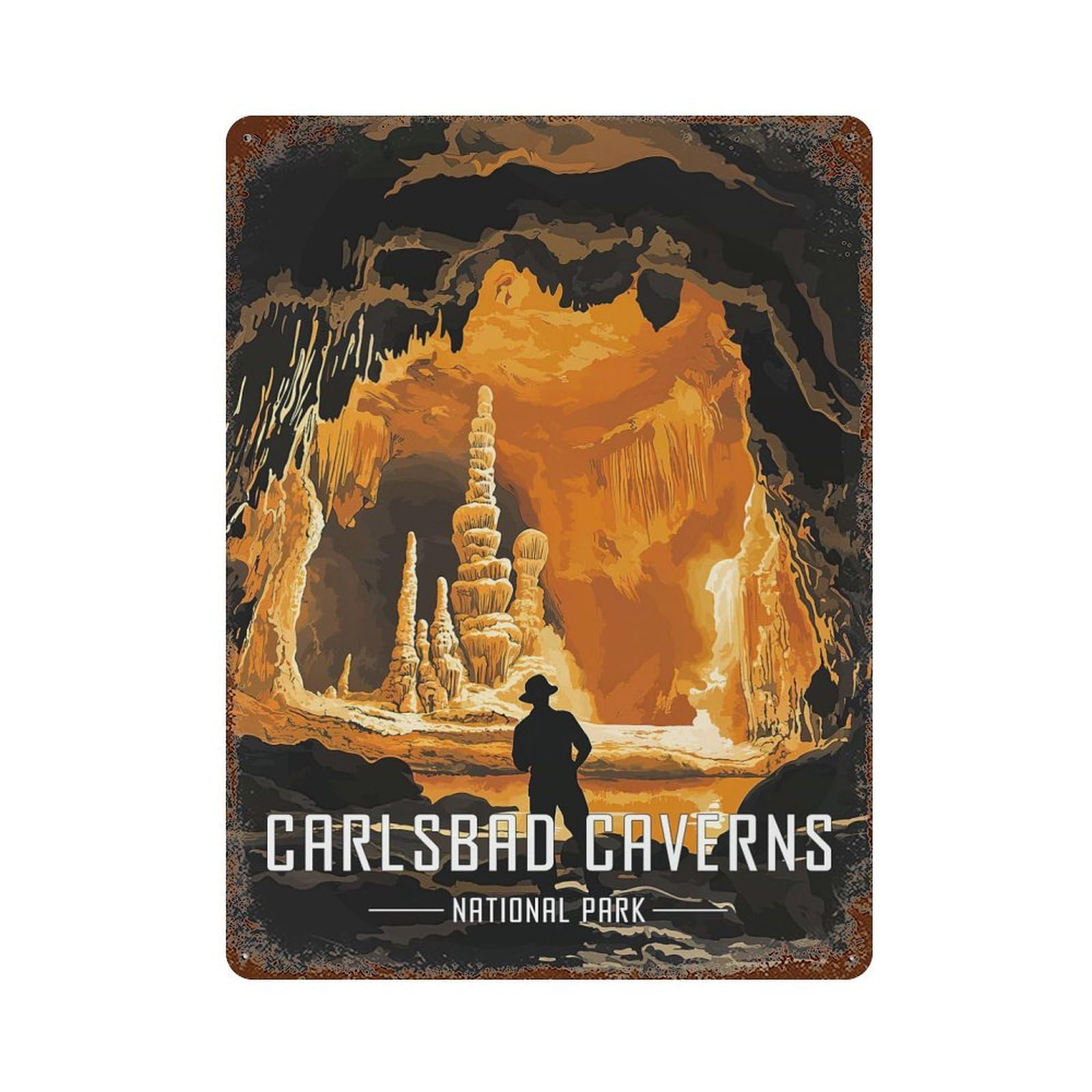 Carlsbad Caverns National Park Rust Effect Tin Sign 15.7"x11.8", Ideal for Shed, Workshop And Garage Wall Decor