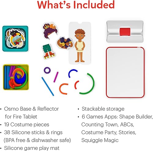 Vista 5 de Osmo - Little Genius Starter Kit for Fire Tablet + Early Math Adventure - Valentine Toy - 6 Educational Games-Counting, Shapes & Phonics-STEM
