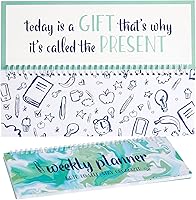 Vista 9 de Paper Junkie Undated Weekly Planner - 11.7 x 4.1 In, Green, Spiral Bound, 52 Undated Sheets - Calendar & To Do List Notepad - Desk Planner for