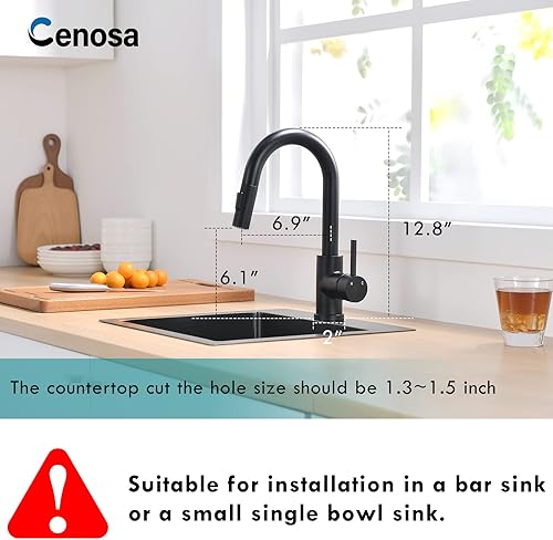 Miniatura 2 de Moderno grifo de fregadero de barra para fregadero de cocina, manija única con rociador extraíble, grifo de fregadero de preparación fría y