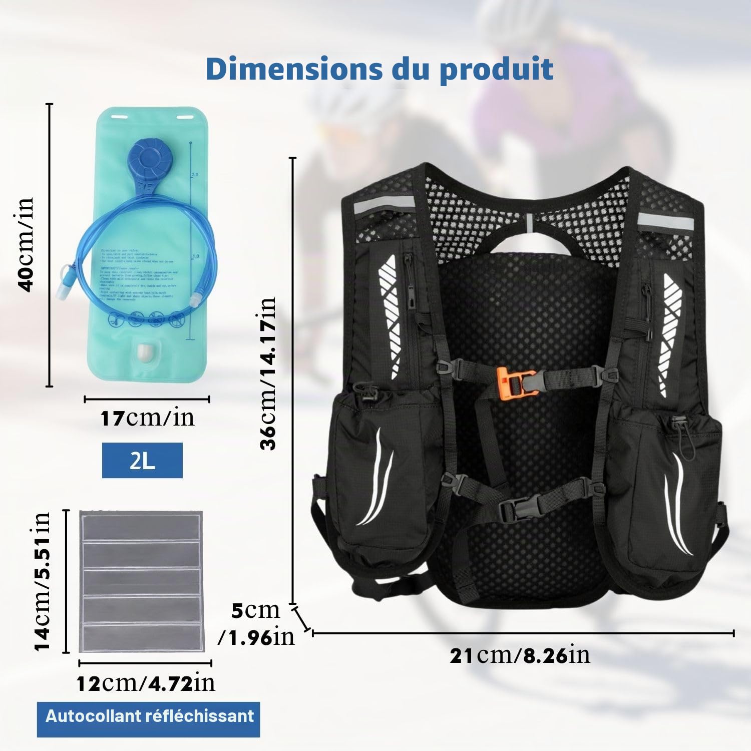 Gilet Hydratation Running pour Homme et Femme, avec Gourde d'hydratation de 2L et 2 Bandes réfléchissantes, Sac Hydratation Running pour Course Trail Marathon Cyclisme Randonné