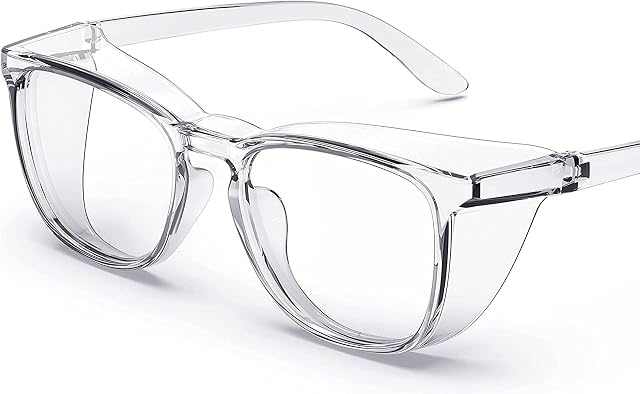 Stylish Safety Glasses, Clear Anti-Fog Safety Goggles with Blue Light Blocking, Scratch-Resistant Lightweight Protective Glasses for Men and Women Eye Protection Work & Everyday Use