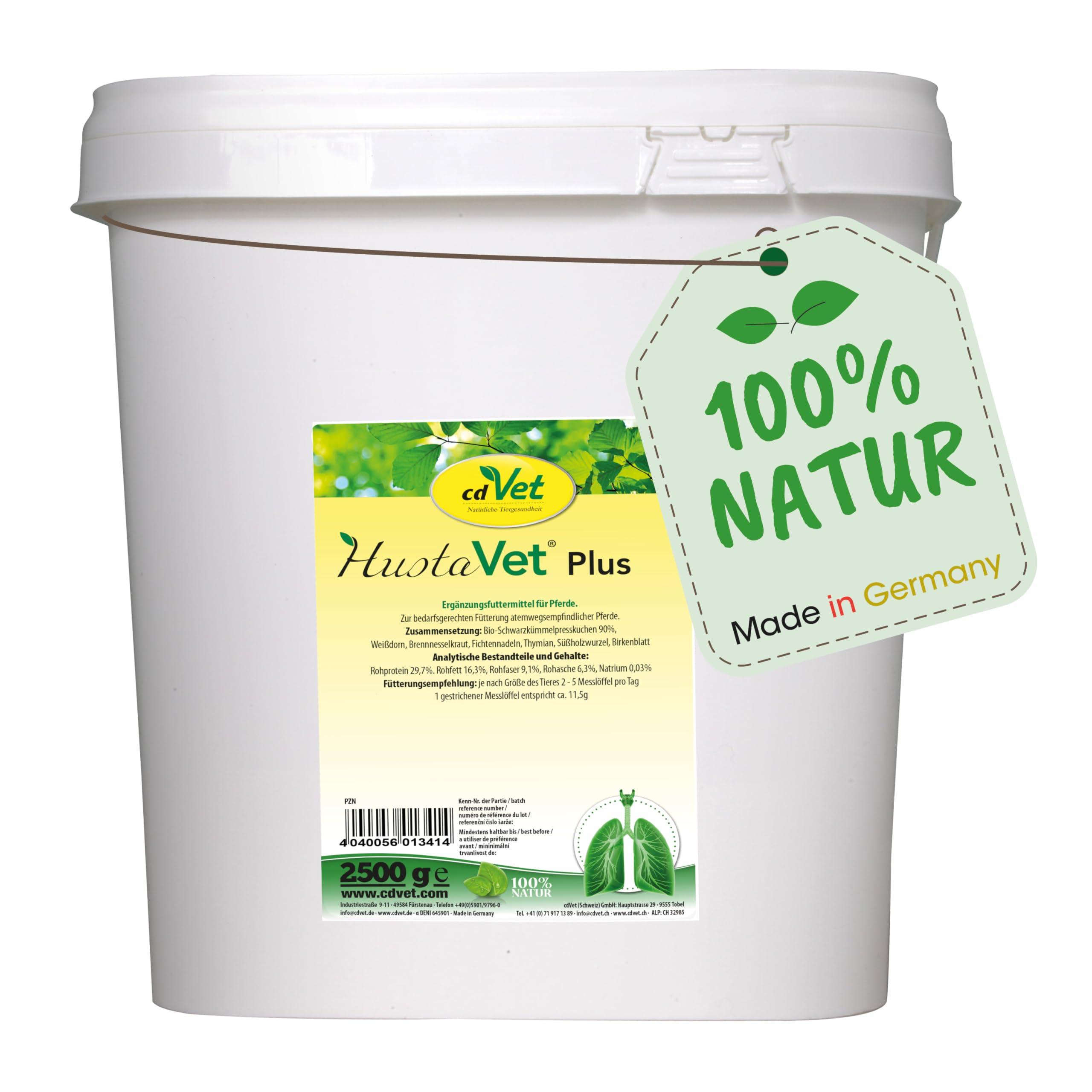 cdVet Prodotto naturale HustaVet Plus 2,5 kg – Torta a cumino nero per cavalli a sostegno delle vie respiratorie