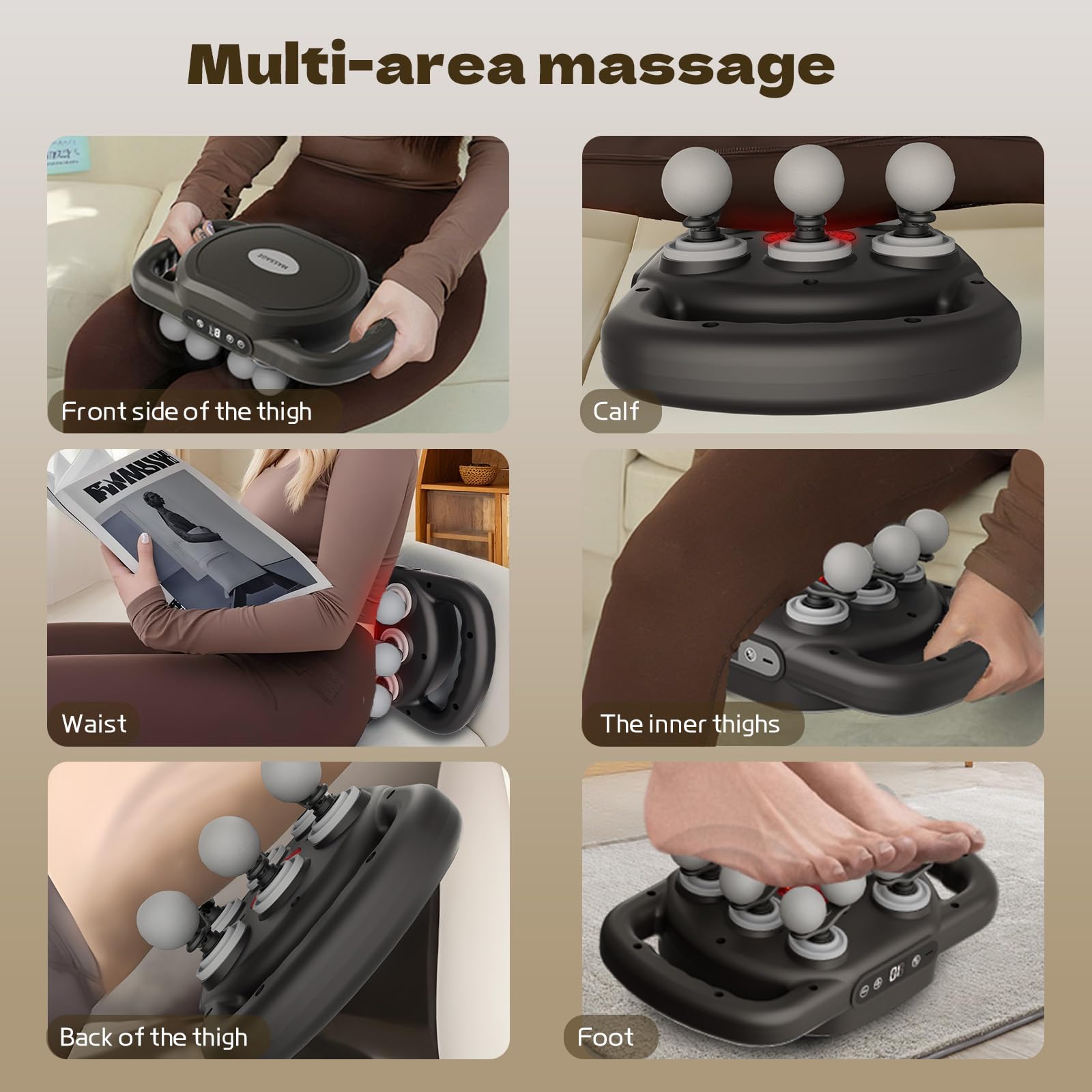 Massagepistole mit 12 Kopfen, Tiefengewebe mit 9 Stufen und 9 Modi, schnurloses elektrisches Percussion-Massagegerät für Rücken, Nacken, Schulter, Hand, Beine, Fuß, Ganzkörpermuskulatur
