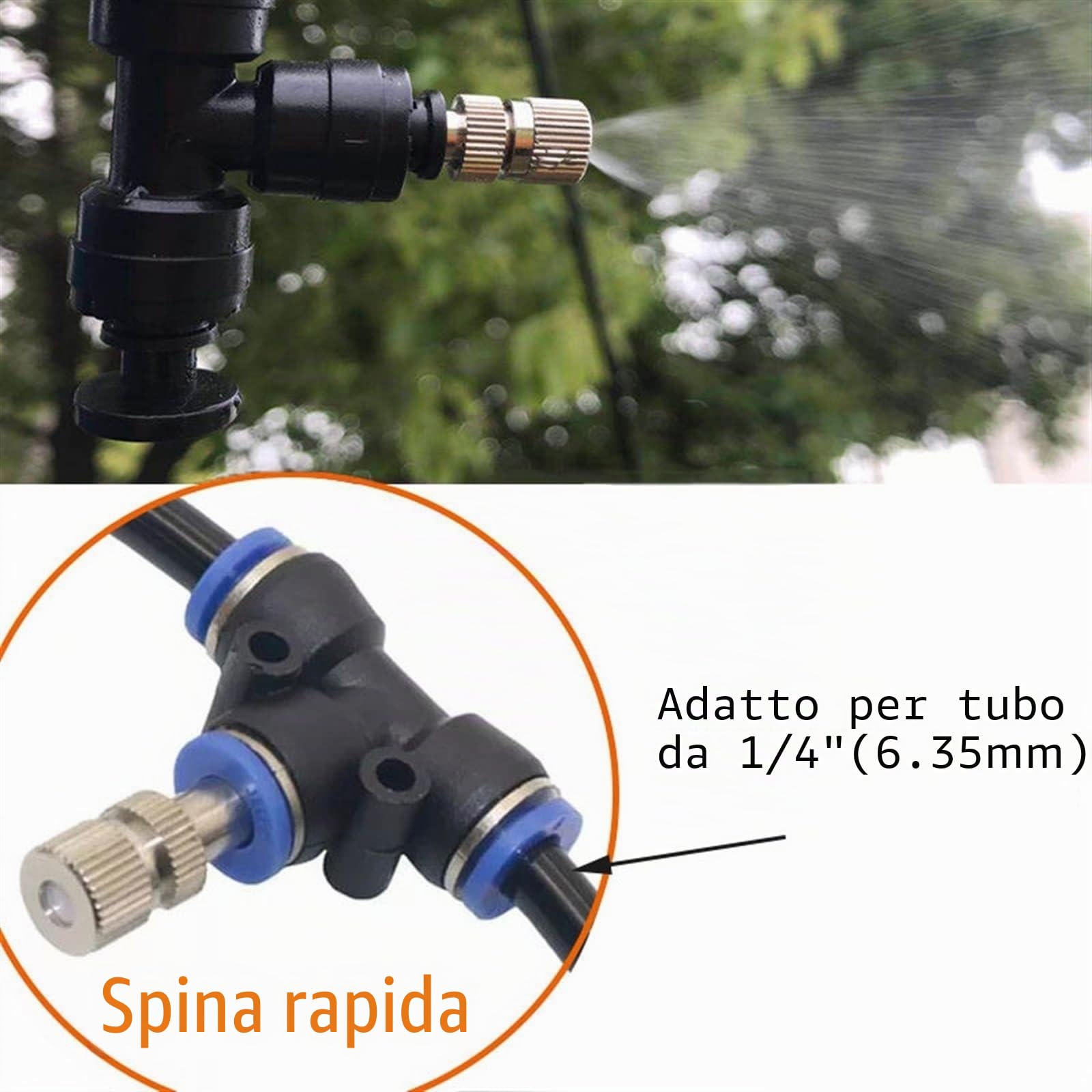 50m Nebulizzatore Giardino da Esterno con Pompa silenziosa 24v & timer, Kit di nebulizzazione con filtro, Sisteme di Raffreddamento for Patio, Sisteme Irrigazione Giard