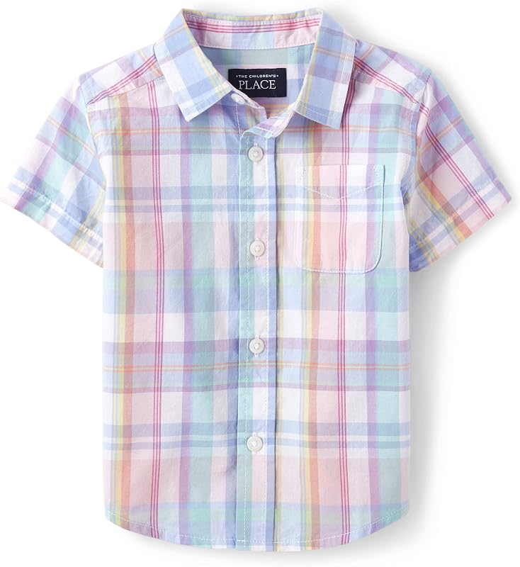 Camisa de popelina con botones de manga corta para bebés y niños pequeños de The Children's Place