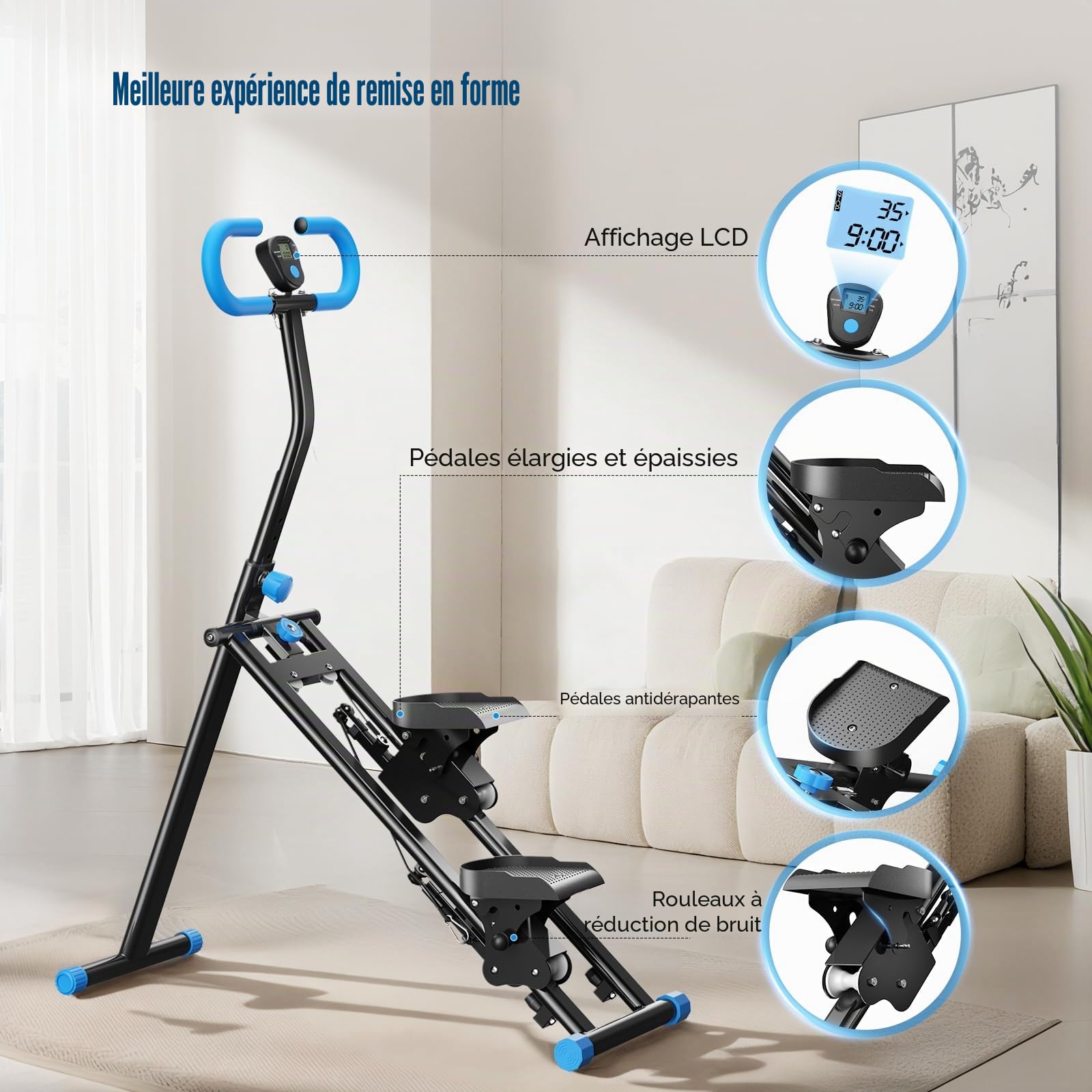 Stepper 2025 pour exercices de gym à domicile, machine d'escalade verticale avec résistance réglable à 3 niveaux, entraînement croisé avec écran LCD, pédale portable pliable, guidon