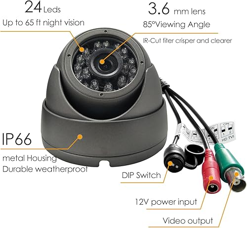 Miniatura 2 de Cámara CCTV analógica HD 1080P 4 en 1 (TVIAHDCVI960H Analógica) Cámara de seguridad Cúpula Carcasa de metal al aire libre, 24 IR-LEDs True Day &