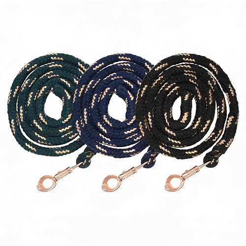 Caballo con gancho de pánico, color oro rosa, longitud 2 m, muchos colores con purpurina (negro, azul oscuro