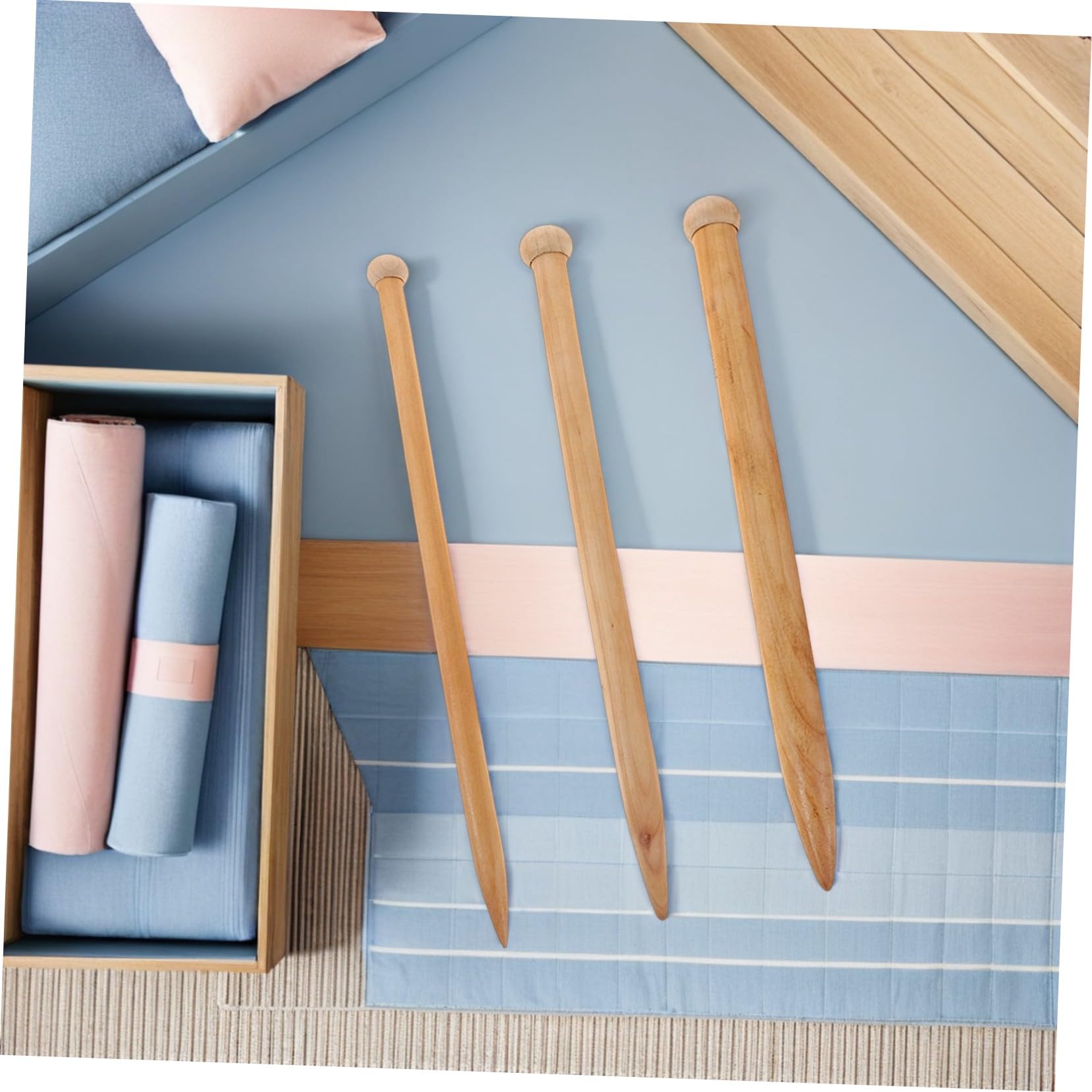 Agujas de Tejer de Madera Extragrandes Beige, 6 Piezas | Grosor Especial para Hilos Gruesos, Reduce la Tensión Dedos, Adecuado para Proyectos DIY y Decoración