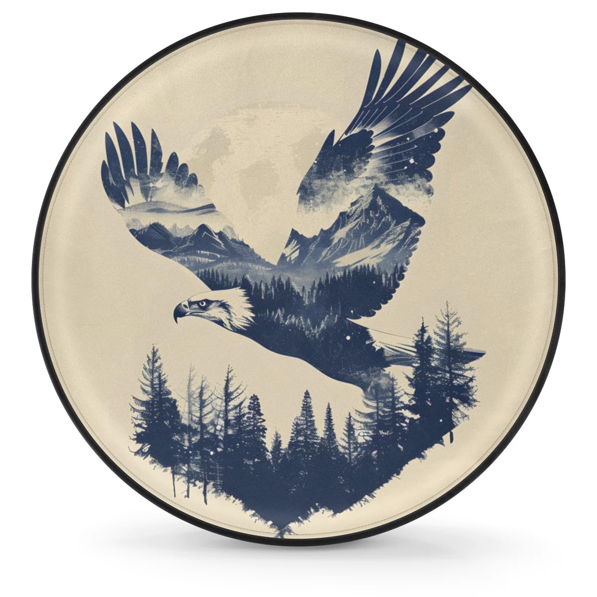 Spare Tire Cover for RV Trailer, Eagle Silhouette Tire Covers Universal Fit for Travel Trailer Camper Jeep RV SUV Truck Waterproof Wheel Cover (17 inch for Diameter 31” - 33”)