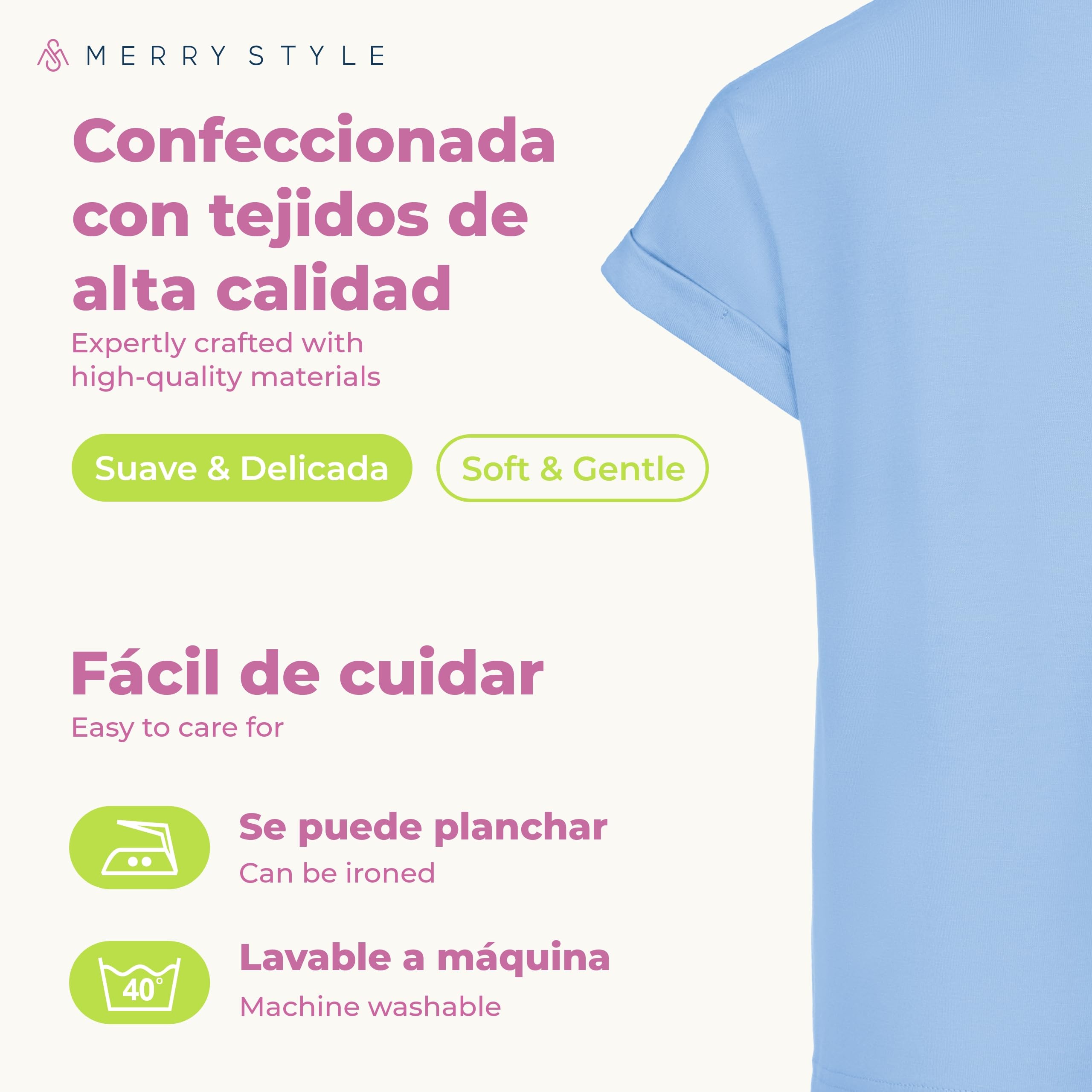Merry Style Camiseta Niña Manga Corta Algodón, Cuello Redondo MS10-468