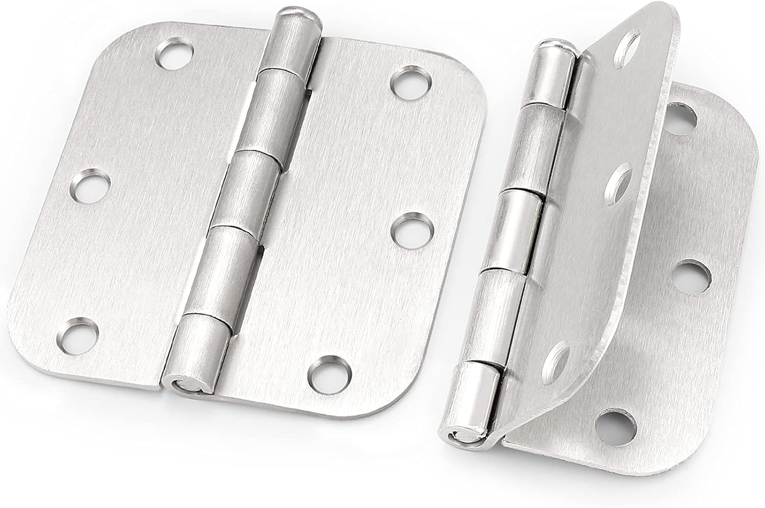 (Pack of 3) GOBEKOR 3.5 X 3.5 Inch Brushed Nickel Door Hinges with 5/8