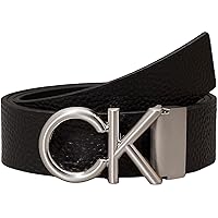 Calvin Klein Uomo Cintura Metal Fibbia Monogramma, Nero (Ck Black Pebble)