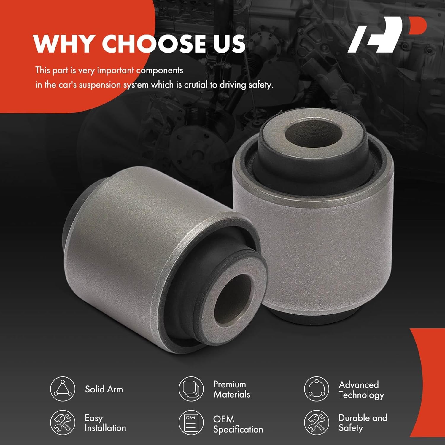 A-Premium 2 x Rear Arm To Knuckle (Upper) Control Arm Bushing Kit, Compatible with Mitsubishi Eclipse 2006-2012, Galant 2004-2012, Endeavor 2004-2008/2010-2011