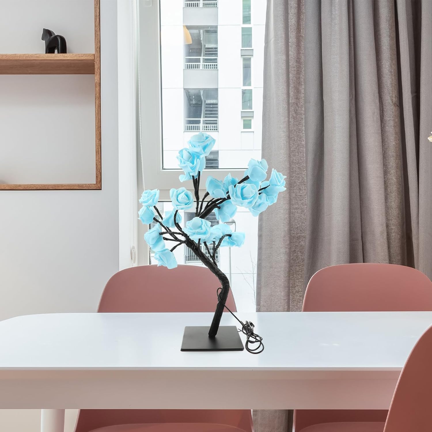 OSALADI LED Rose Tree Light Blue Rose Tree Light USB Powered Tabletop Bonsai s Table Lamp for Birthday Mother's Day